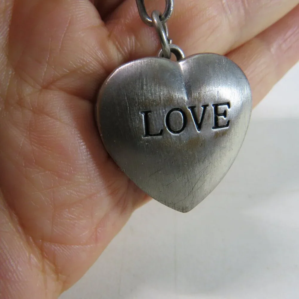Vintage LOVE Heart Locket Watch Metal Purse Charm Pendant Clip On Dangle